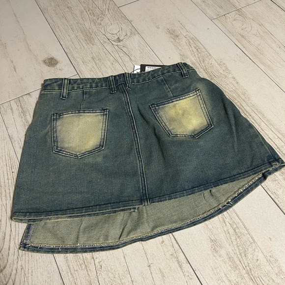 PLT vintage wash asymmetric micro mini skirt - Picture 4 of 4